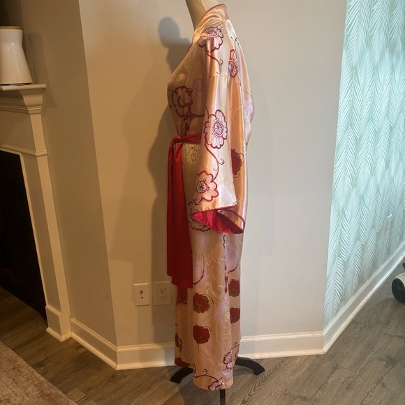 Natori Light Pink Floral Satin Kimono Robe Small Intimates Sleepwear - Picture 3 of 12